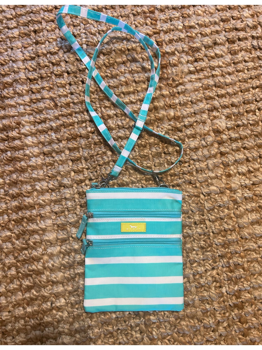 Scout Teal and White Striped Crossbody Bag